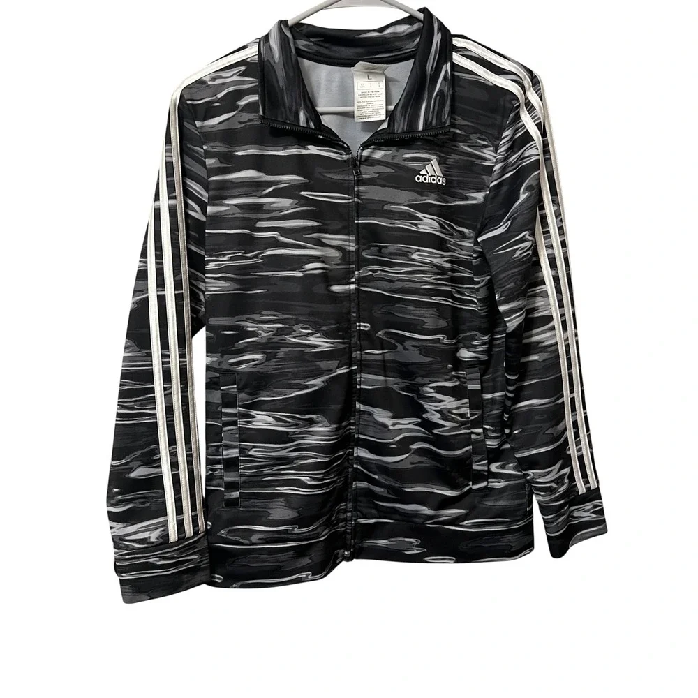 Adidas Kids Track Jacket Full Zip Camo Print Regular Fit Long Sleeve Size Large‎